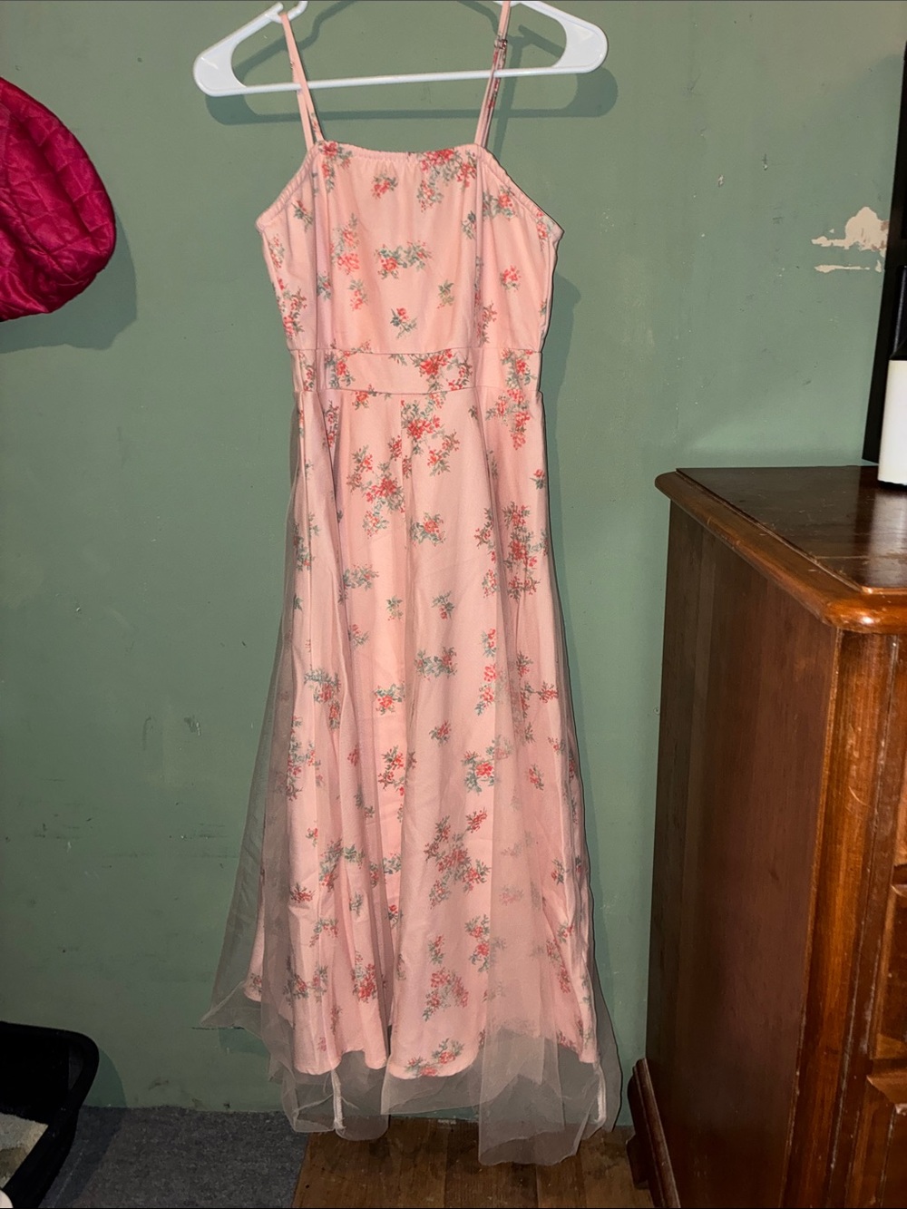 Floral Pink Spaghetti-Strap Maxi Dress